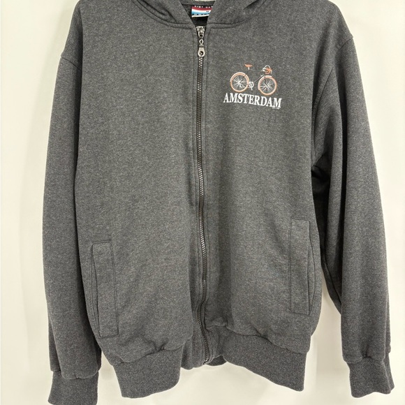 Amsterdam Y2K Bicycle Cycling grey long sleeve sweatshirt hoodie zip up medium - Picture 2 of 9